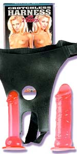 Crotchless Harness with 2 Crystalessence Dongs