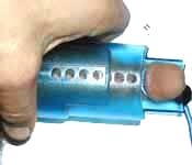 Completing rotation of sleeve to align the holes for the pin.