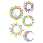 Celestial Sun and Moon Belly Button Temporary Tattoo