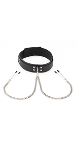 SpartacusLeather Collar to Tweezer Nipple Clamp ~ SPL-8J-15