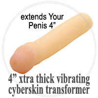 CyberSkin 4 Inch Xtra Thick Vibrating Transformer Penis Extension Flesh