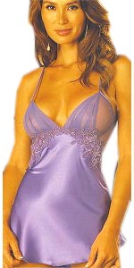 Charmeuse Sheer Net Baby Doll and G-String - Lavender