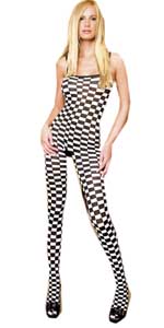 Black and White Checkerboard Bodystocking