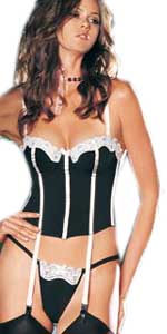 2 PC Underwired Satin Ribbon Trimmed Bustier