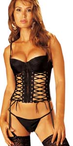 Black Sexy Satin Lace-Up Bustier