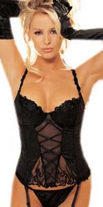 Black Stretch Jacquard and Embroidery Bustier