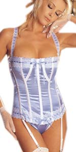 Light Blue Stretch Satin Corset