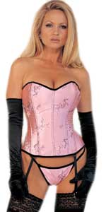Pink Asian Tapestry Strapless Corset