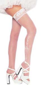 Sheer Bow Thigh Hi with Lace Top