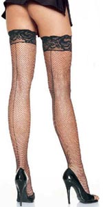 Lace Top Fishnet Thigh Highs