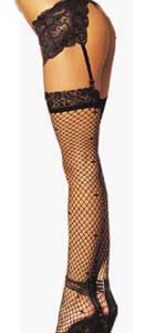 Fishnet with Dot Lace Top Stockings