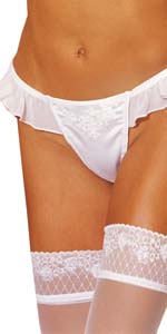 Bridal Satin with Venice and Pearls Thong