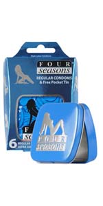 Four Seasons Regular Condoms with Pocket Tin 6 Pack
